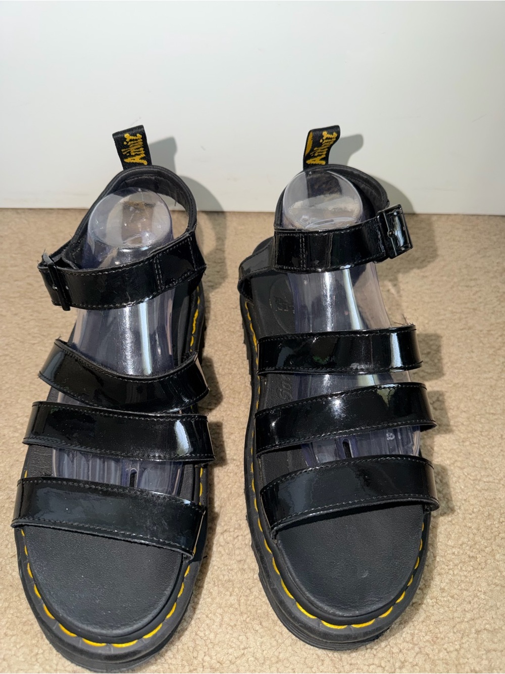 Dr Martens Blaire Womens 11 Black Patent Leather Gladiator Platform Sandals - Picture 2 of 8